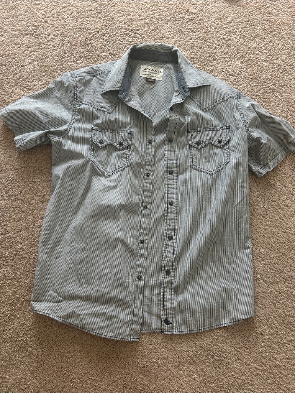Cody James blue striped Western Shirt